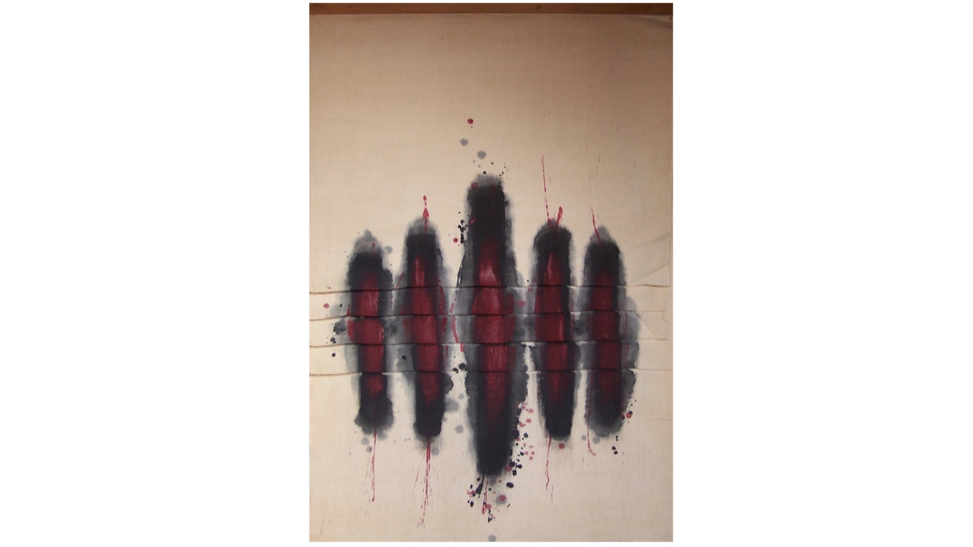 Vincentiu Grigorescu - Le Gocce, 1973-74, acrylic on canvas (untreated cotton), 137 x 90 cm_web